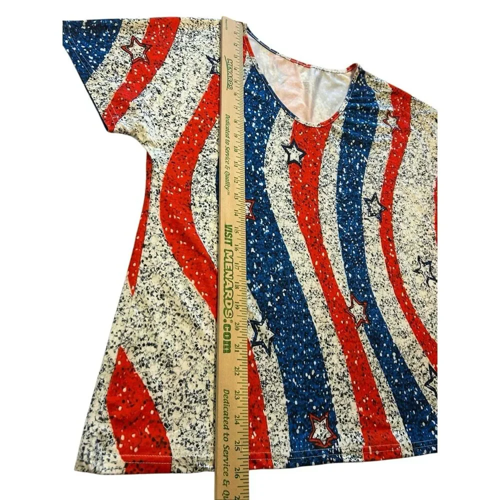 Stars & Stripes Patriotic Graphic Tee Women's XL Red White Blue Americana - Picture 6 of 8